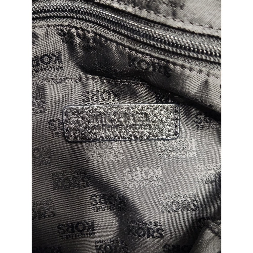 Michael Kors Tote Bag Black Leather Shoulder Bag Chain Detail Charm w Dust Cover - Picture 6 of 9